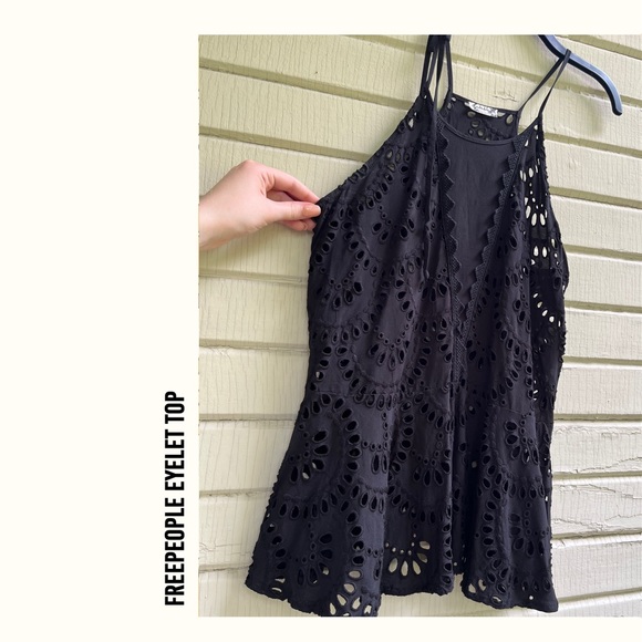 Free People Eyelet Peplum Top - Picture 1 of 4